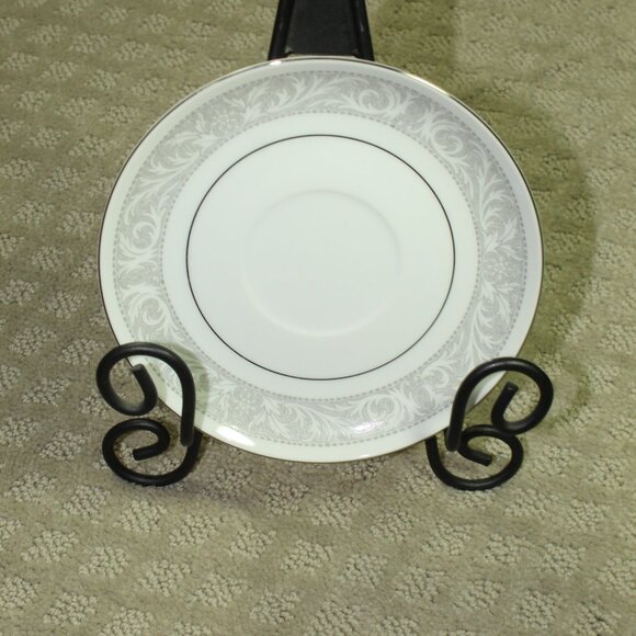Set of 4 Imperial China W Dalton 5671 Whitney Silver and Grey Saucers - Picture 2 of 4